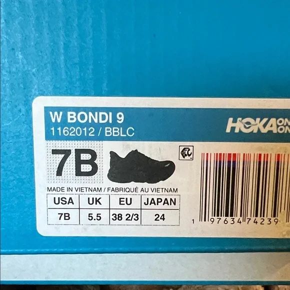 HOKA ONE ONE Women's Bondi 9 Black Sneakers Size 7 - Picture 8 of 8